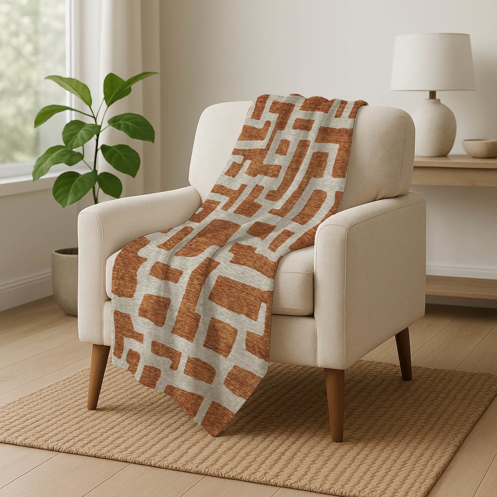Premium Machine Washable ASB903 Terracotta 50" x 70" Sherpa Throw Blanket. Picture 5