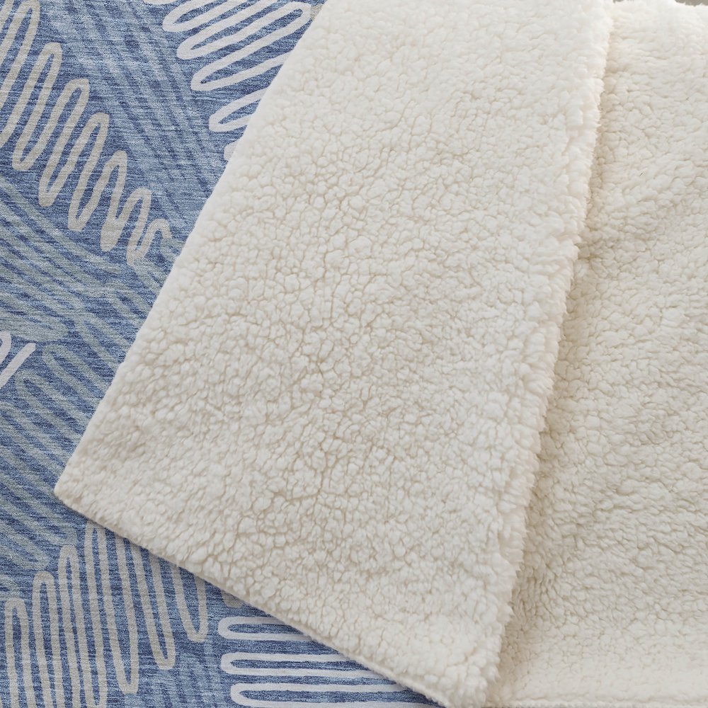 Premium Machine Washable ASB904 Blue 50" x 70" Sherpa Throw Blanket. Picture 2