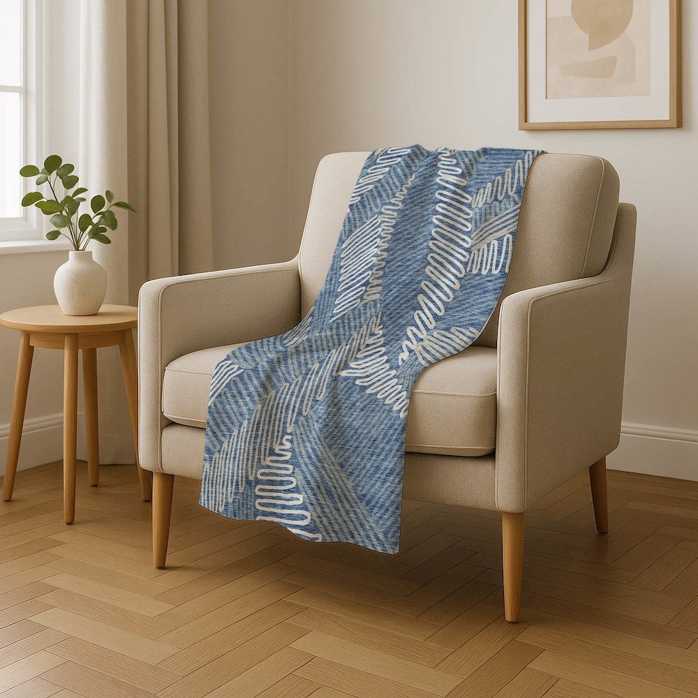 Premium Machine Washable ASB904 Blue 50" x 70" Sherpa Throw Blanket. Picture 4