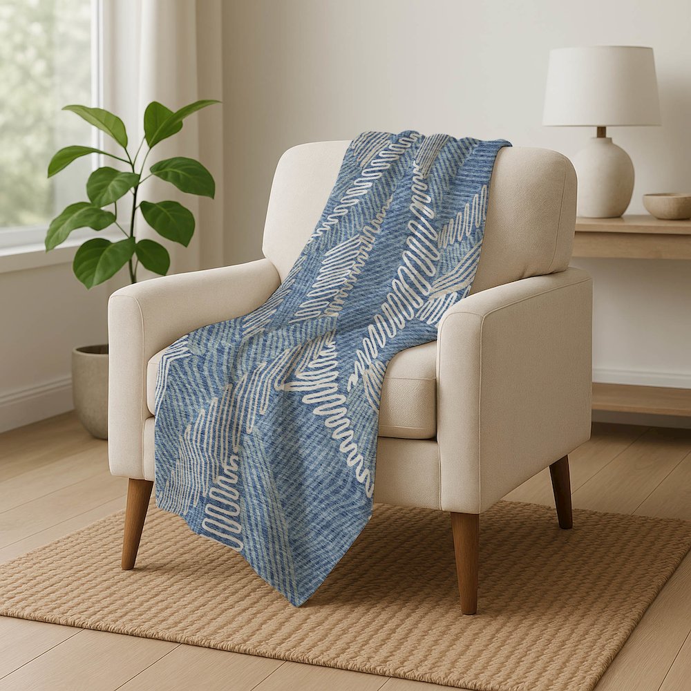 Premium Machine Washable ASB904 Blue 50" x 70" Sherpa Throw Blanket. Picture 5