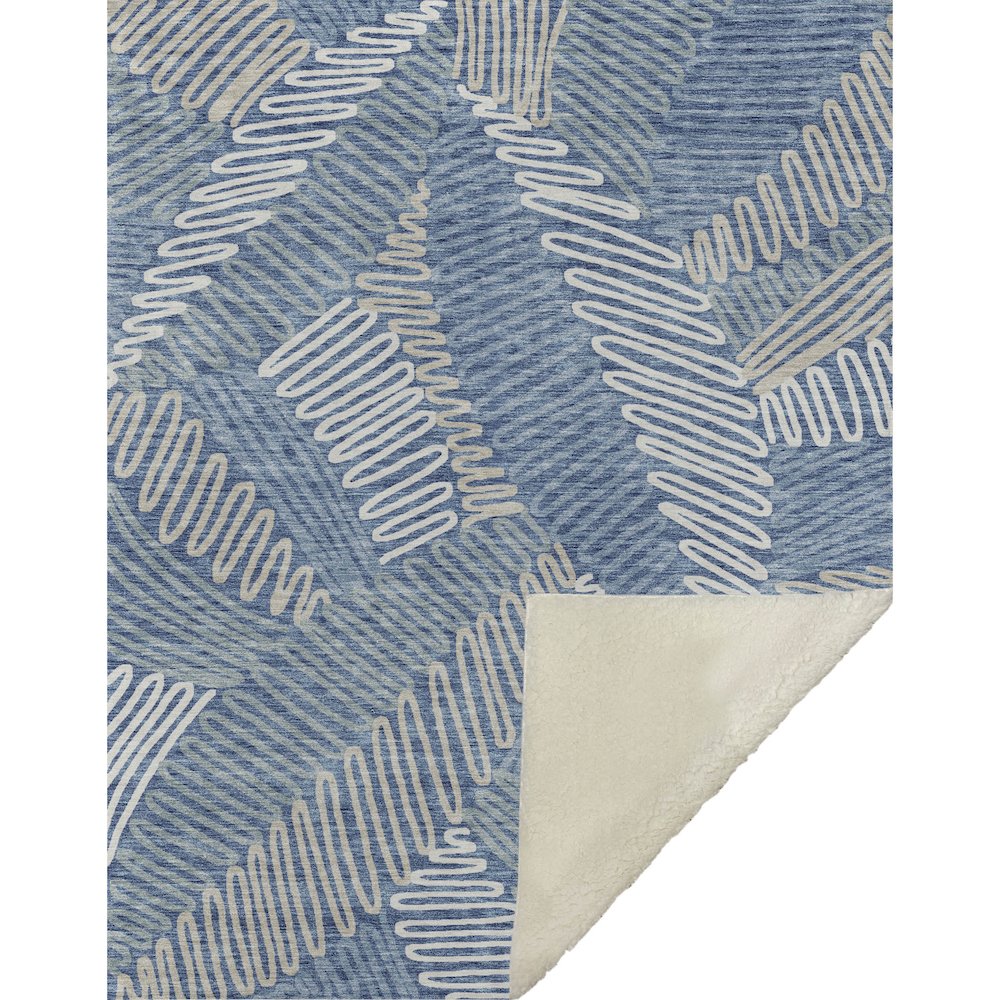Premium Machine Washable ASB904 Blue 50" x 70" Sherpa Throw Blanket. Picture 1