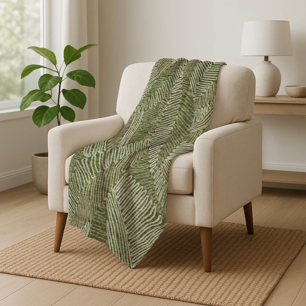Premium Machine Washable ASB904 Olive 50" x 70" Sherpa Throw Blanket. Picture 5