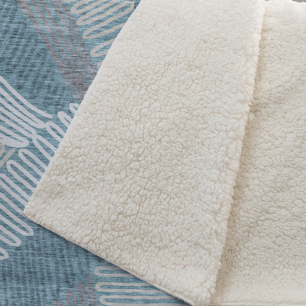Premium Machine Washable ASB904 Teal 50" x 70" Sherpa Throw Blanket. Picture 2