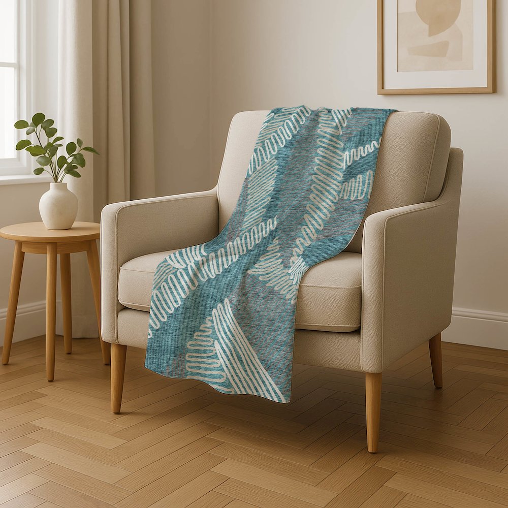Premium Machine Washable ASB904 Teal 50" x 70" Sherpa Throw Blanket. Picture 4