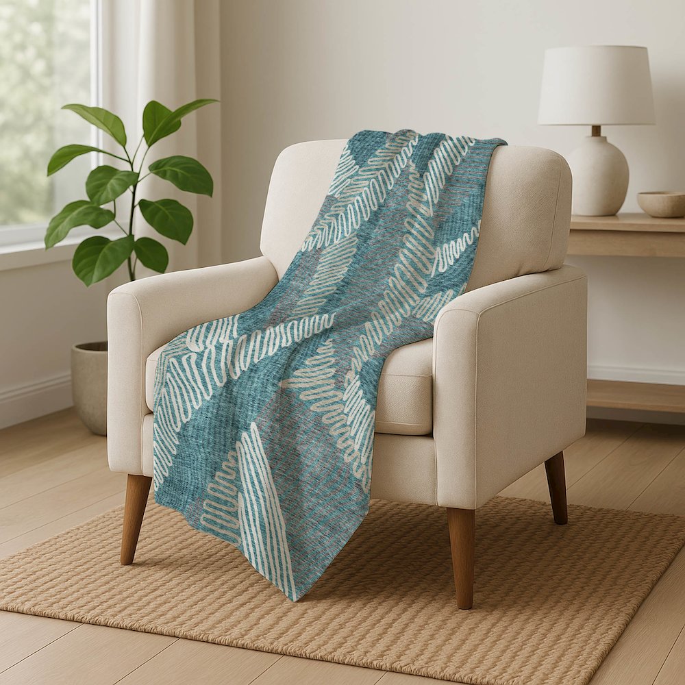 Premium Machine Washable ASB904 Teal 50" x 70" Sherpa Throw Blanket. Picture 5