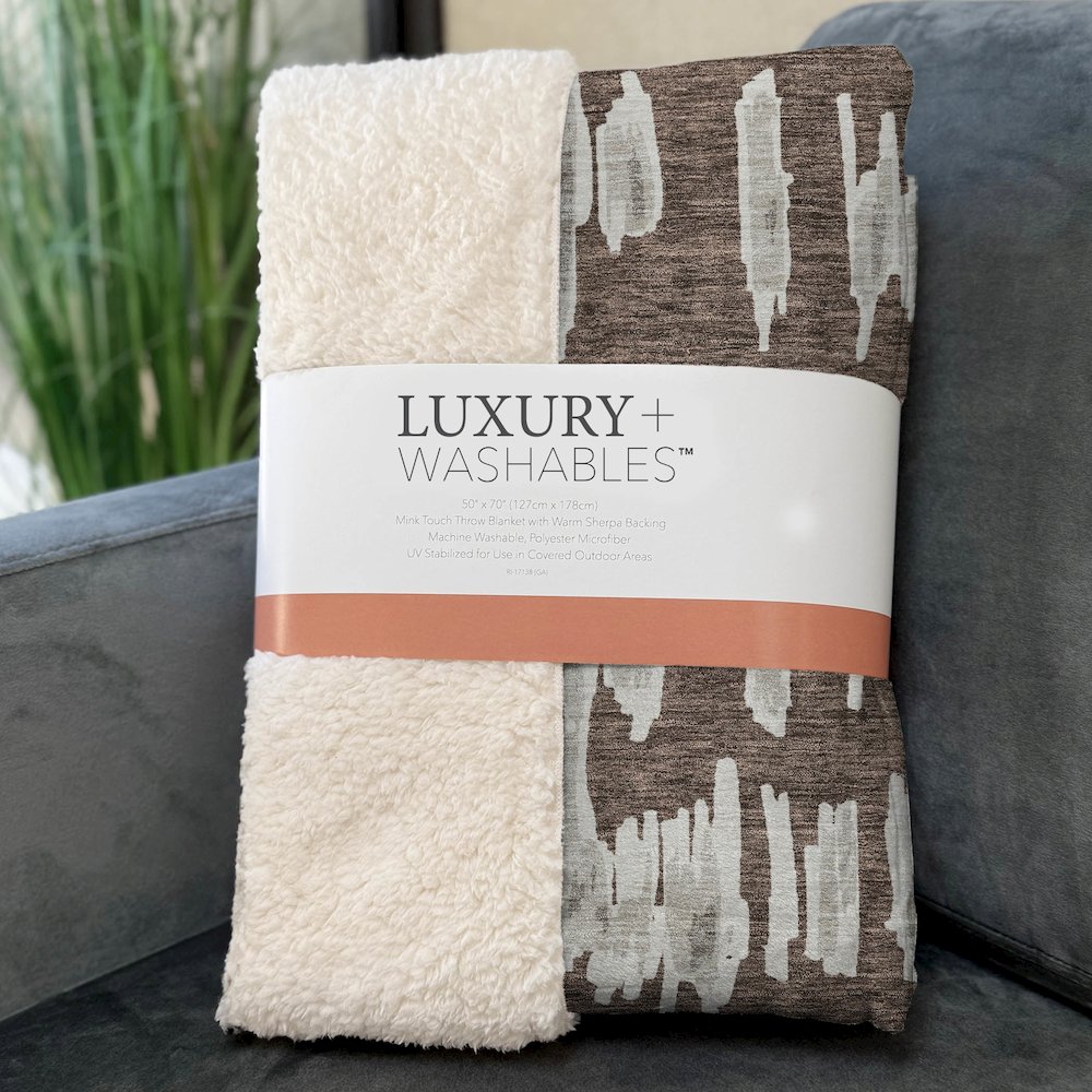 Premium Machine Washable ASB905 Brown 50" x 70" Sherpa Throw Blanket. Picture 3