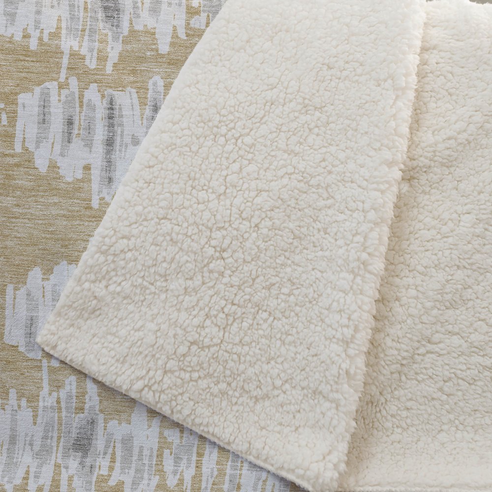 Premium Machine Washable ASB905 Gold 50" x 70" Sherpa Throw Blanket. Picture 2