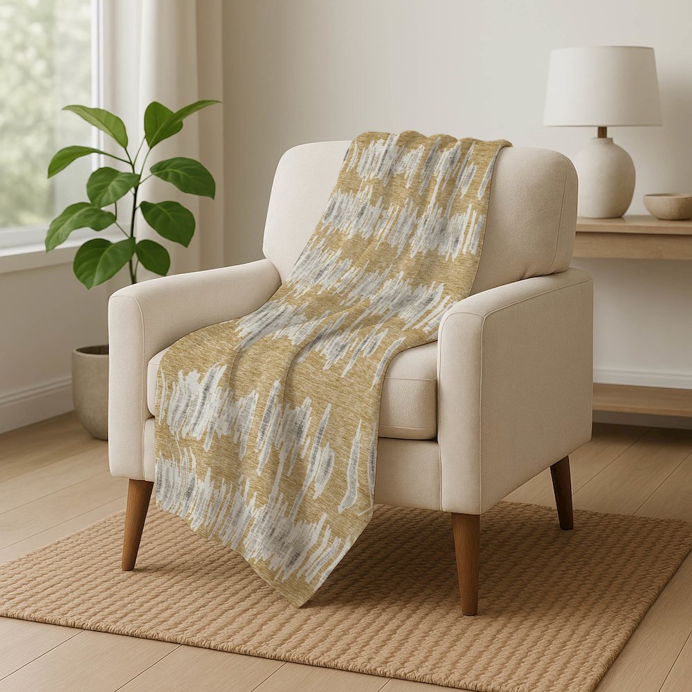 Premium Machine Washable ASB905 Gold 50" x 70" Sherpa Throw Blanket. Picture 5