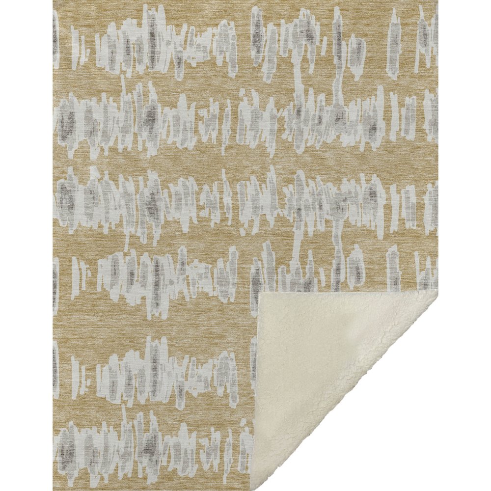 Premium Machine Washable ASB905 Gold 50" x 70" Sherpa Throw Blanket. Picture 1