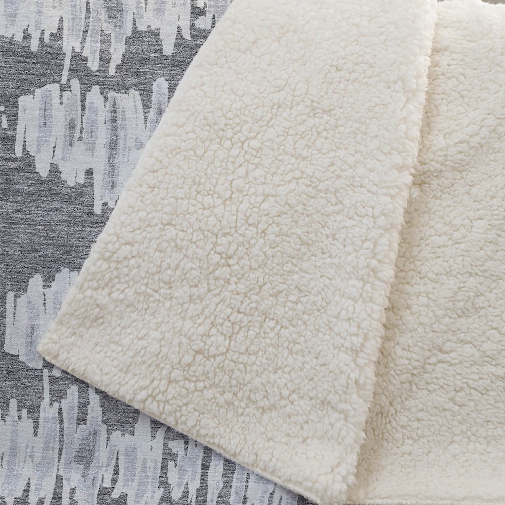 Premium Machine Washable ASB905 Gray 50" x 70" Sherpa Throw Blanket. Picture 2
