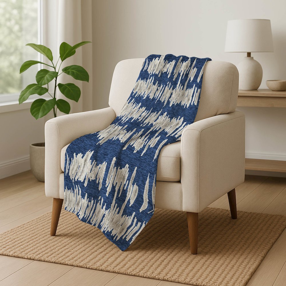 Premium Machine Washable ASB905 Navy 50" x 70" Sherpa Throw Blanket. Picture 5