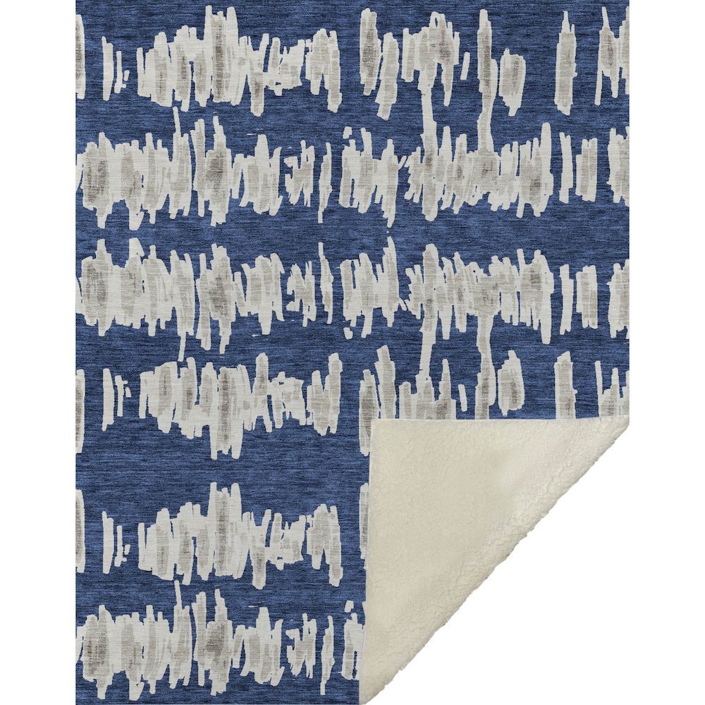 Premium Machine Washable ASB905 Navy 50" x 70" Sherpa Throw Blanket. Picture 1
