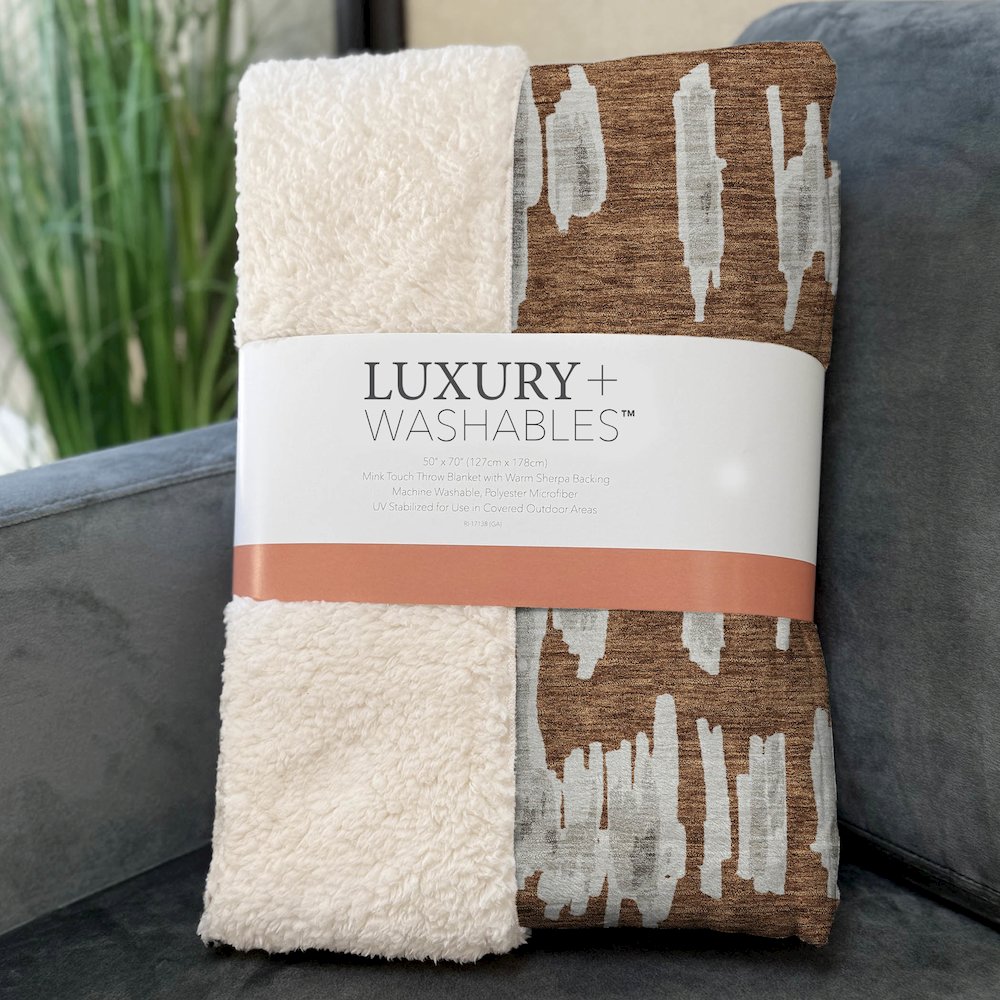 Premium Machine Washable ASB905 Paprika 50" x 70" Sherpa Throw Blanket. Picture 3