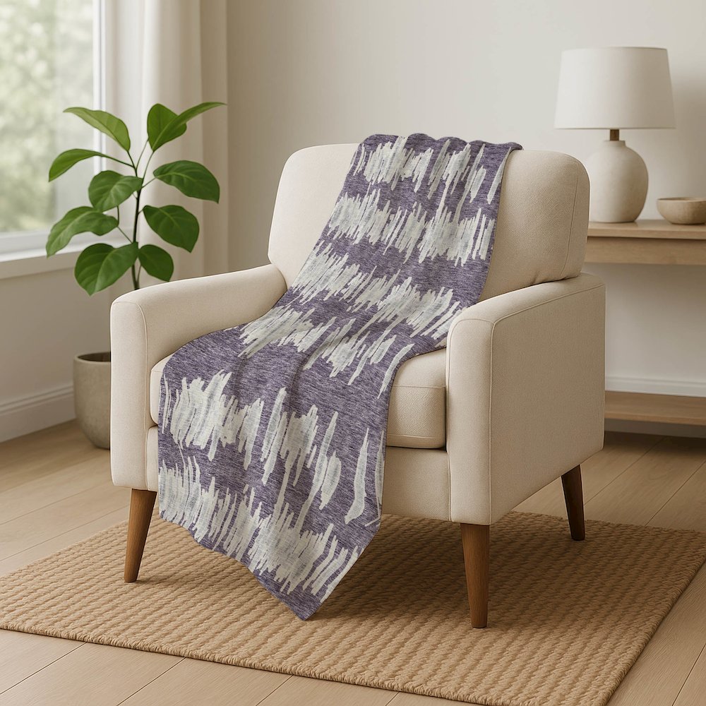 Premium Machine Washable ASB905 Purple 50" x 70" Sherpa Throw Blanket. Picture 5