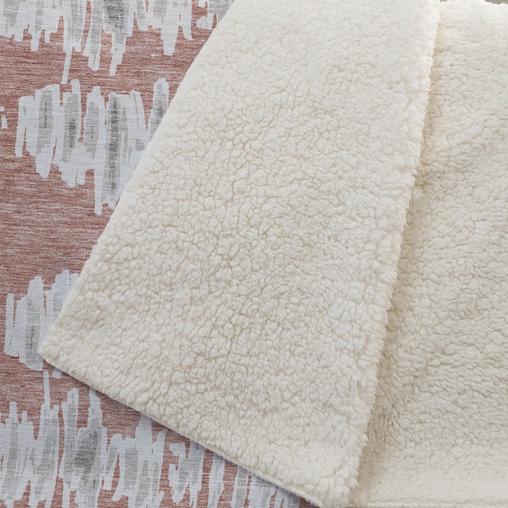 Premium Machine Washable ASB905 Salmon 50" x 70" Sherpa Throw Blanket. Picture 2