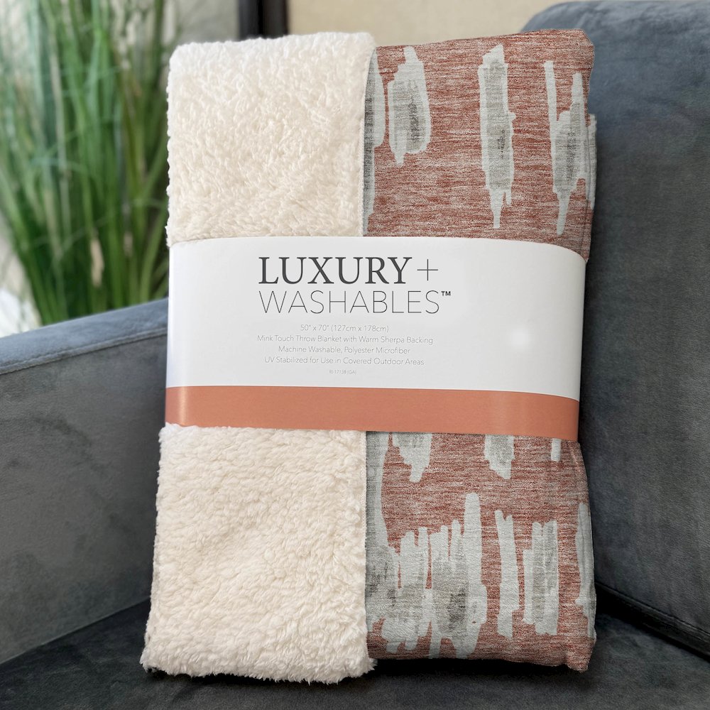 Premium Machine Washable ASB905 Salmon 50" x 70" Sherpa Throw Blanket. Picture 3