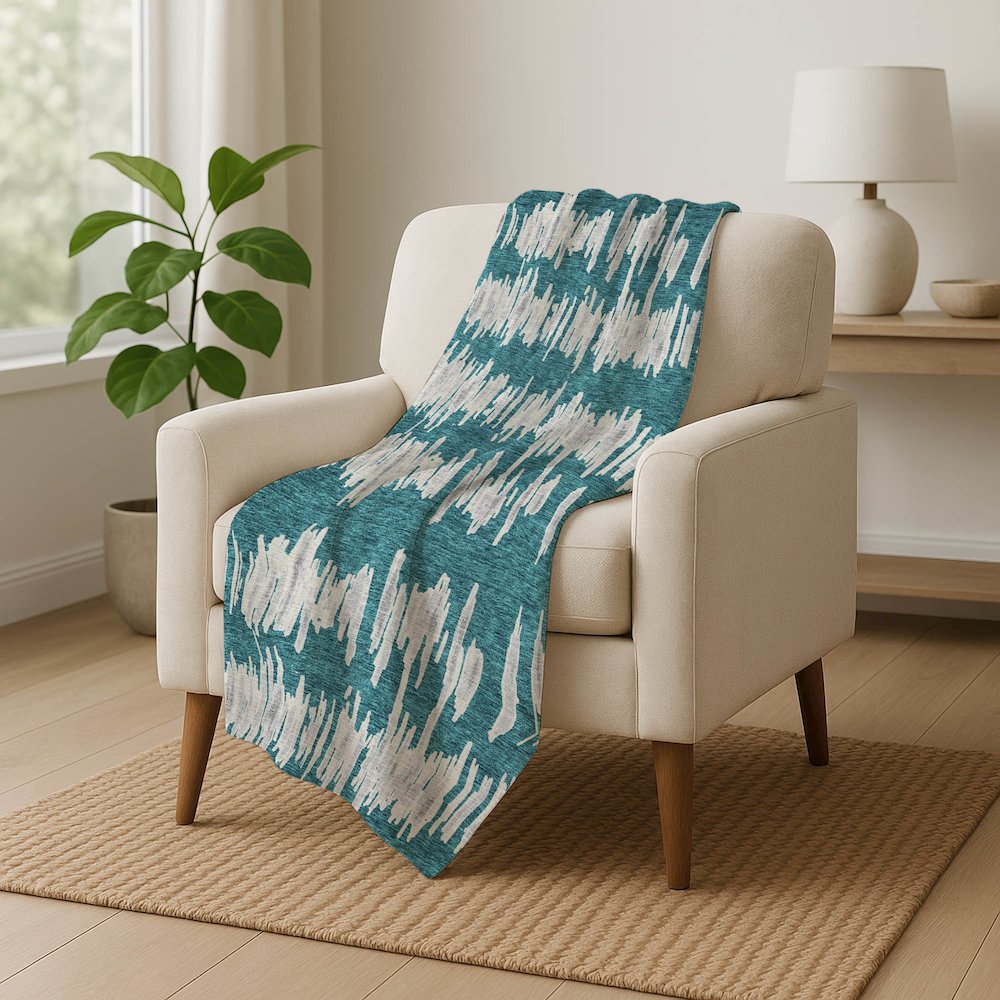 Premium Machine Washable ASB905 Teal 50" x 70" Sherpa Throw Blanket. Picture 5