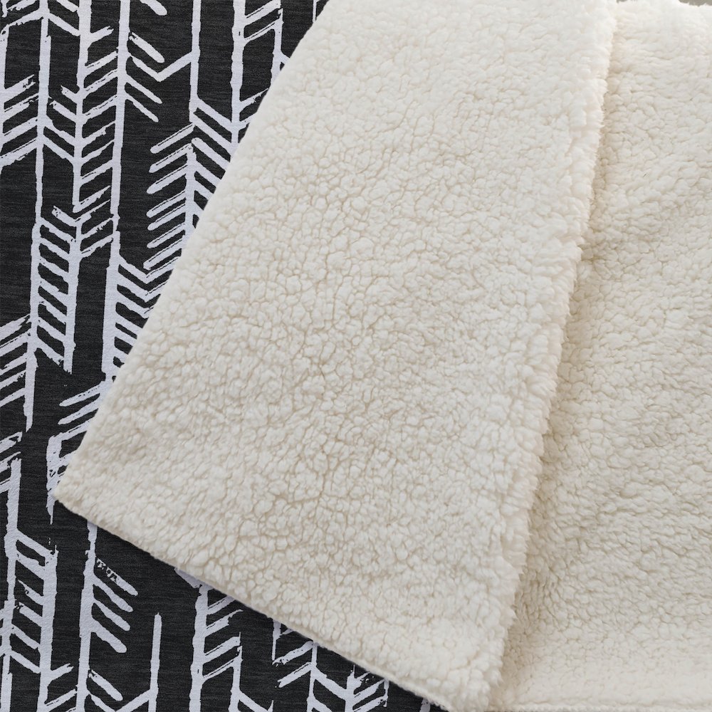 Premium Machine Washable ASB906 Black 50" x 70" Sherpa Throw Blanket. Picture 2