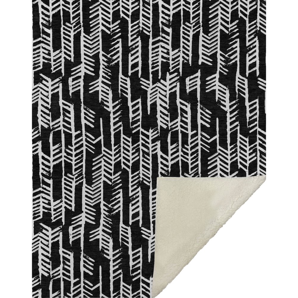 Premium Machine Washable ASB906 Black 50" x 70" Sherpa Throw Blanket. Picture 1