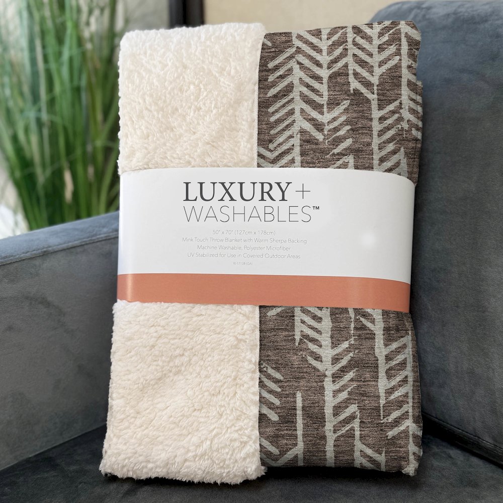 Premium Machine Washable ASB906 Brown 50" x 70" Sherpa Throw Blanket. Picture 3