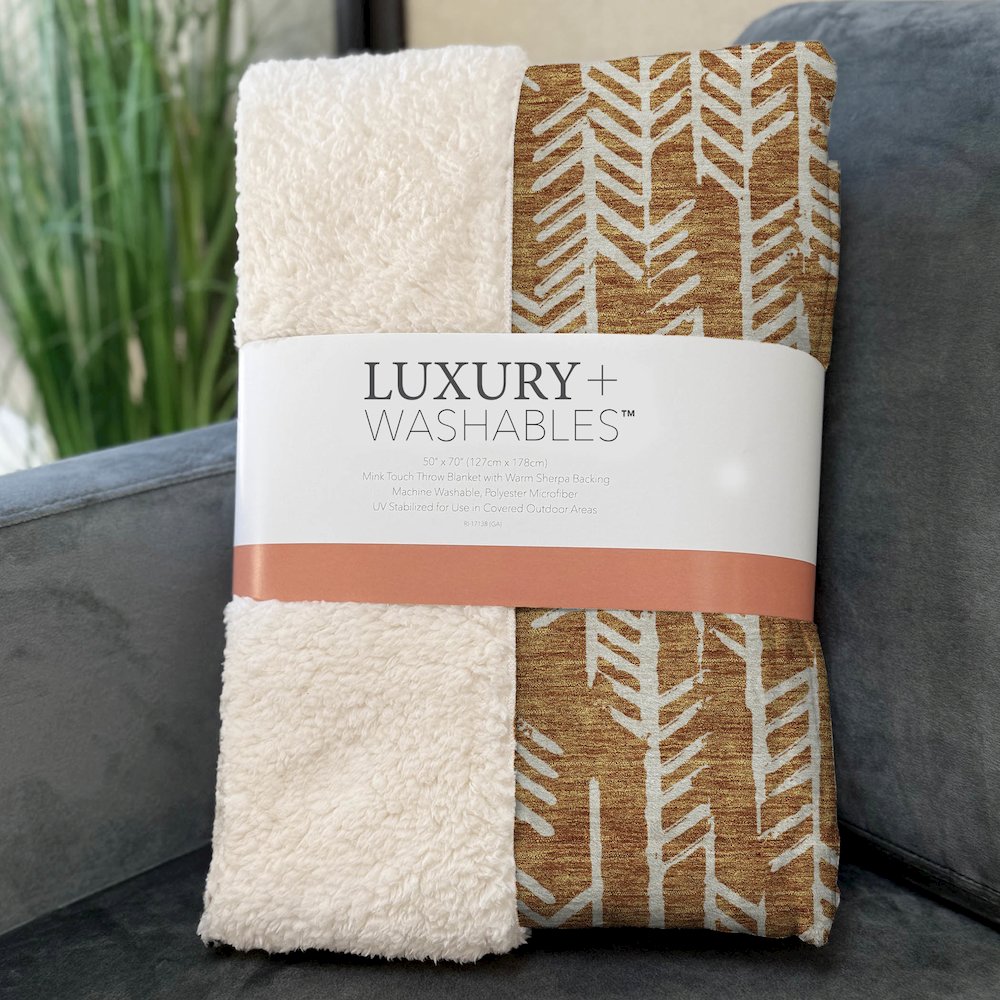 Premium Machine Washable ASB906 Copper 50" x 70" Sherpa Throw Blanket. Picture 3