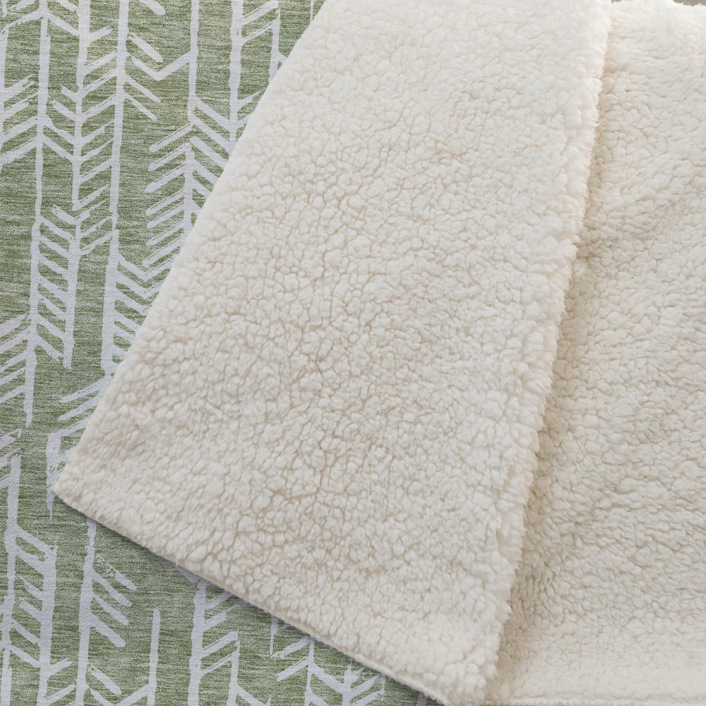 Premium Machine Washable ASB906 Green 50" x 70" Sherpa Throw Blanket. Picture 2