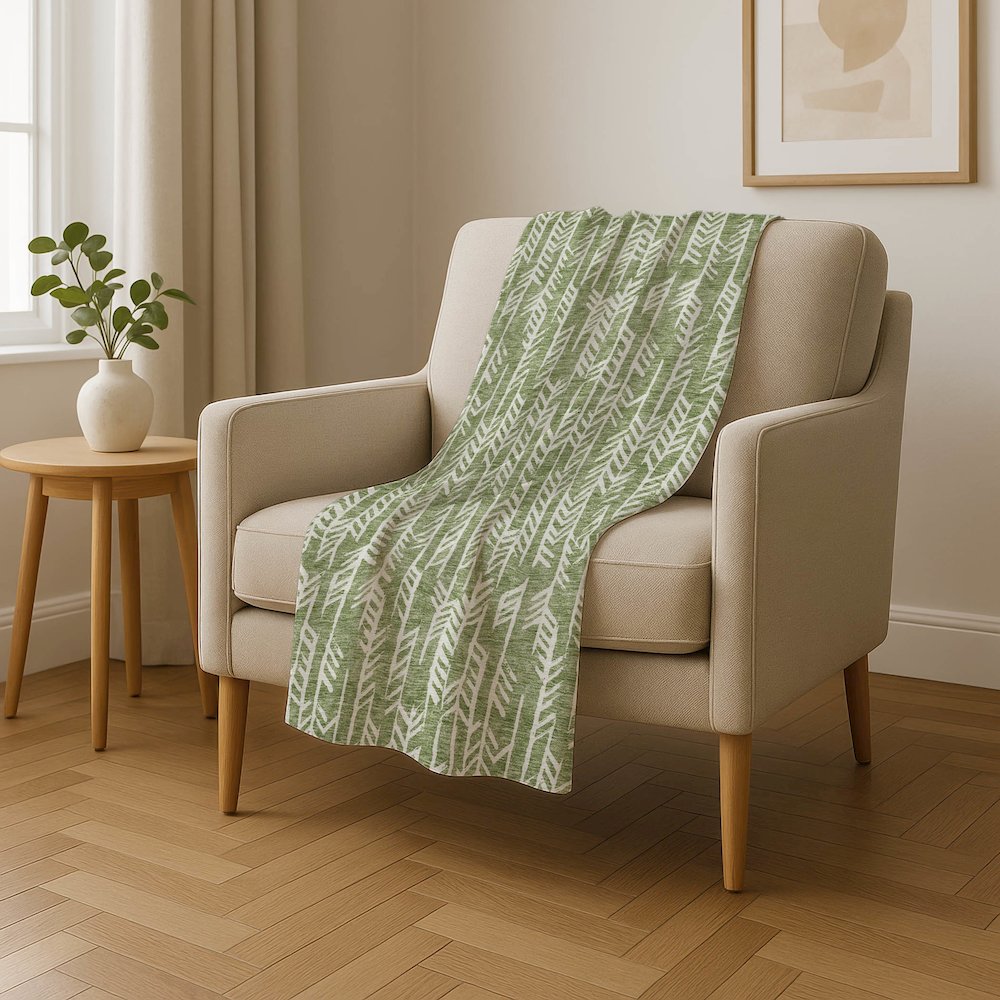 Premium Machine Washable ASB906 Green 50" x 70" Sherpa Throw Blanket. Picture 4