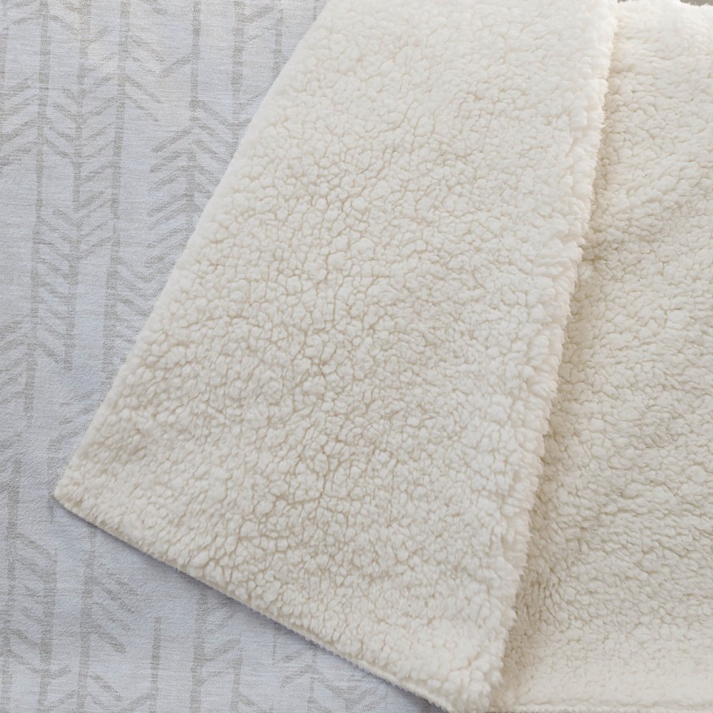 Premium Machine Washable ASB906 Ivory 50" x 70" Sherpa Throw Blanket. Picture 2
