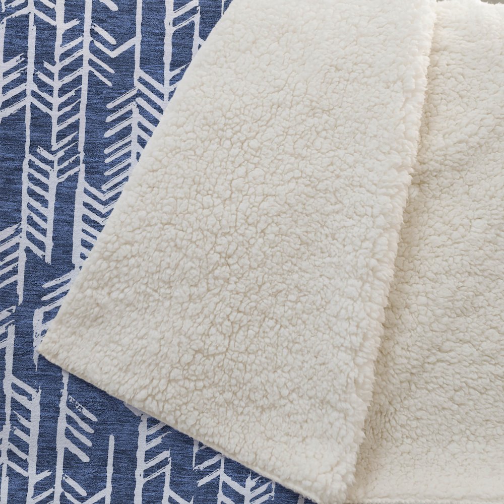 Premium Machine Washable ASB906 Navy 50" x 70" Sherpa Throw Blanket. Picture 2