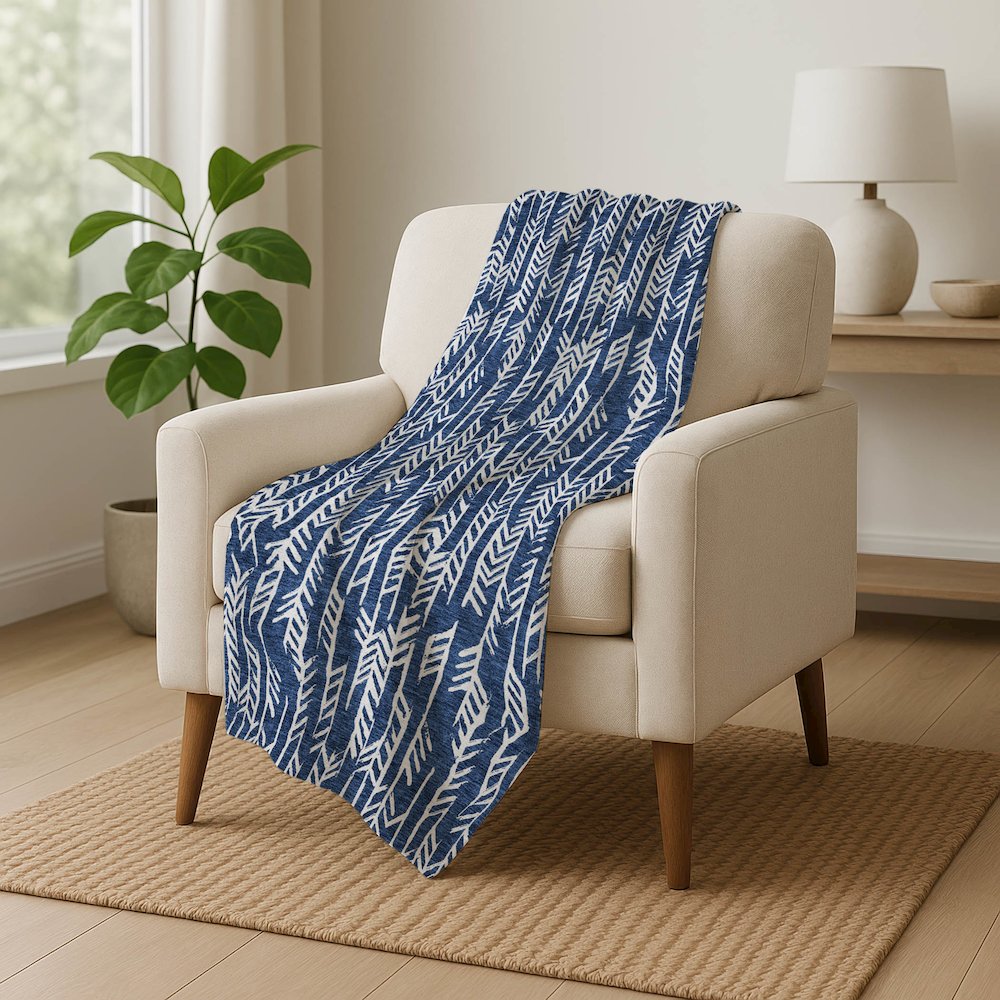 Premium Machine Washable ASB906 Navy 50" x 70" Sherpa Throw Blanket. Picture 5