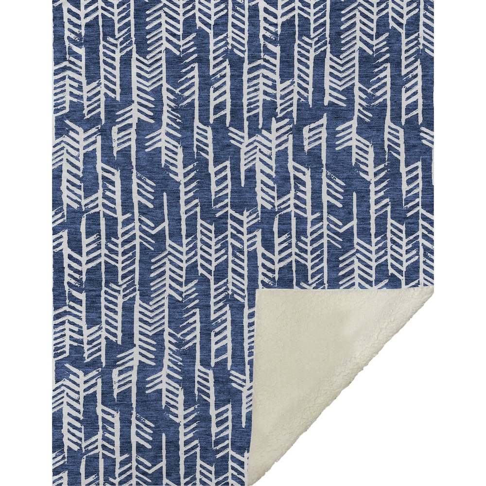 Premium Machine Washable ASB906 Navy 50" x 70" Sherpa Throw Blanket. Picture 1