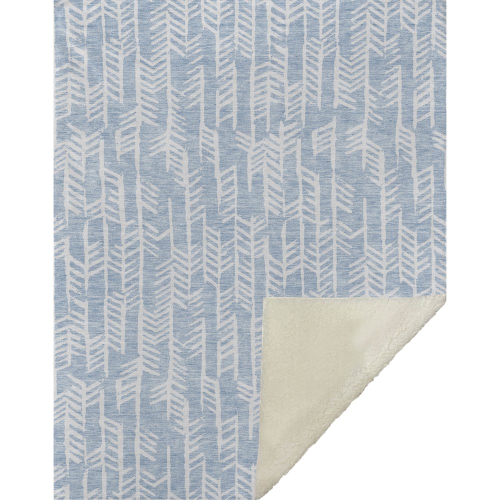 Premium Machine Washable ASB906 Sky 50" x 70" Sherpa Throw Blanket. Picture 1