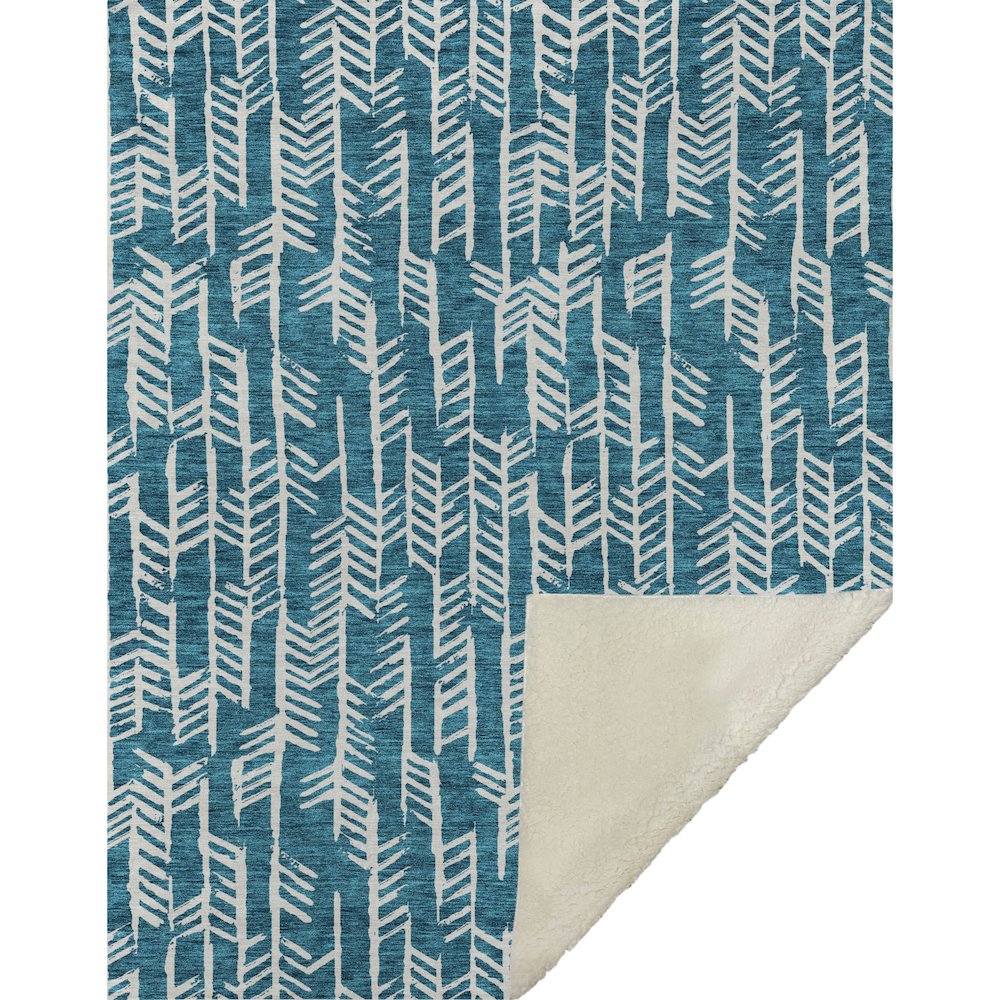 Premium Machine Washable ASB906 Teal 50" x 70" Sherpa Throw Blanket. Picture 1