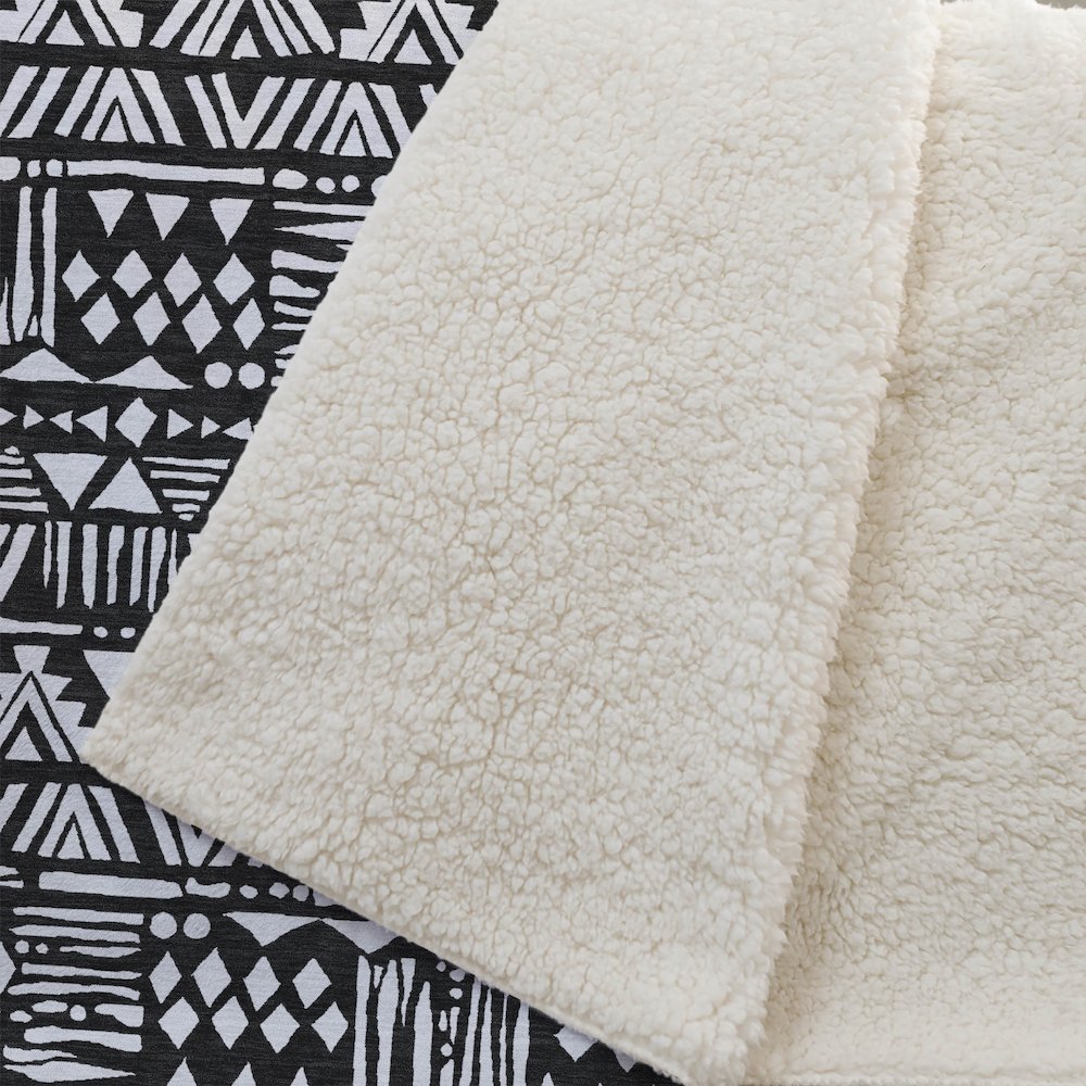 Premium Machine Washable ASB907 Black 50" x 70" Sherpa Throw Blanket. Picture 2