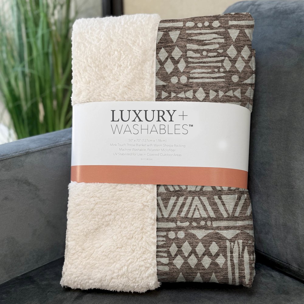 Premium Machine Washable ASB907 Brown 50" x 70" Sherpa Throw Blanket. Picture 3