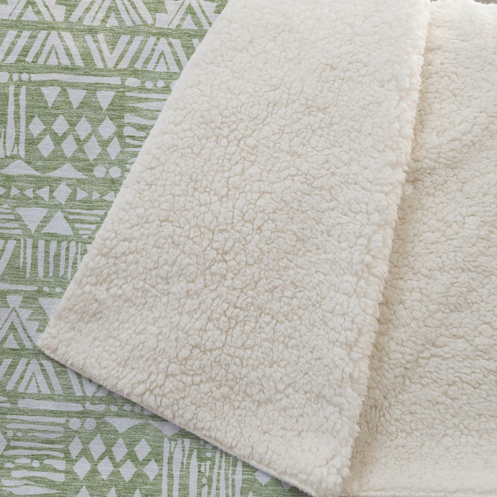 Premium Machine Washable ASB907 Green 50" x 70" Sherpa Throw Blanket. Picture 2