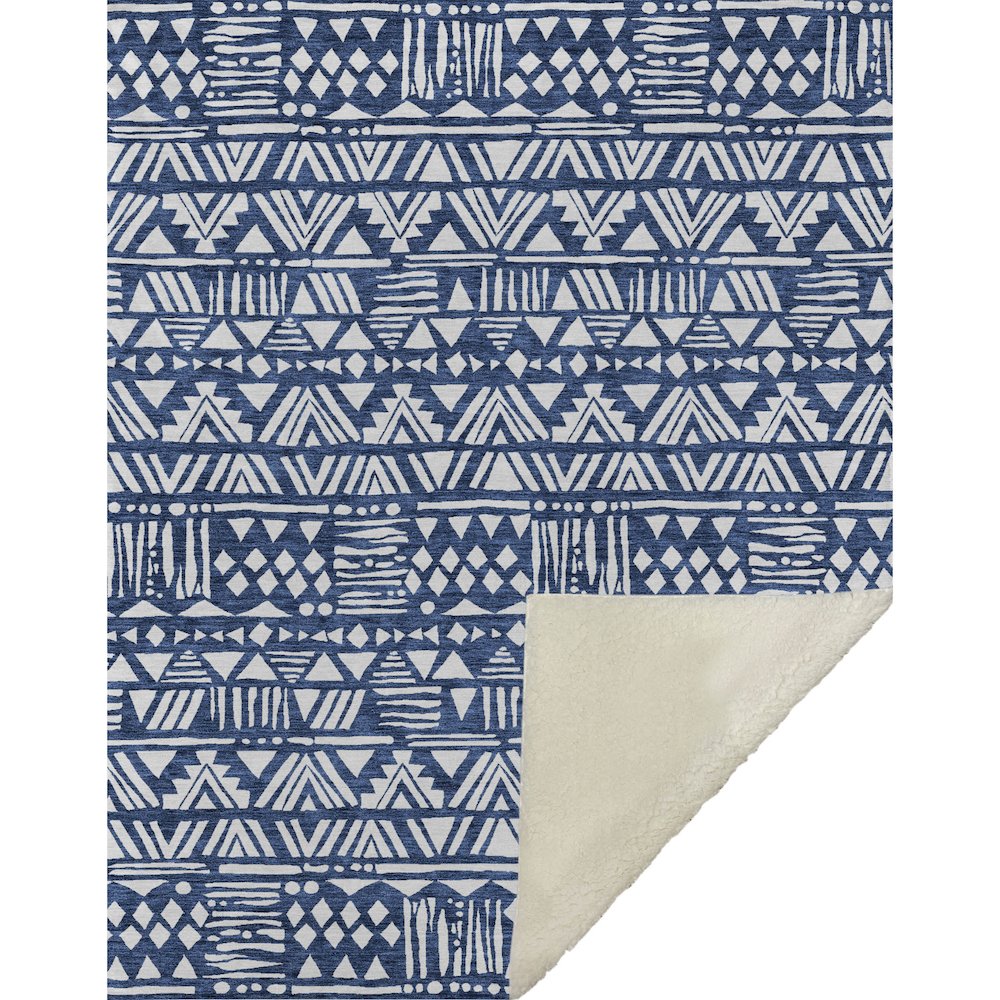 Premium Machine Washable ASB907 Navy 50" x 70" Sherpa Throw Blanket. Picture 1
