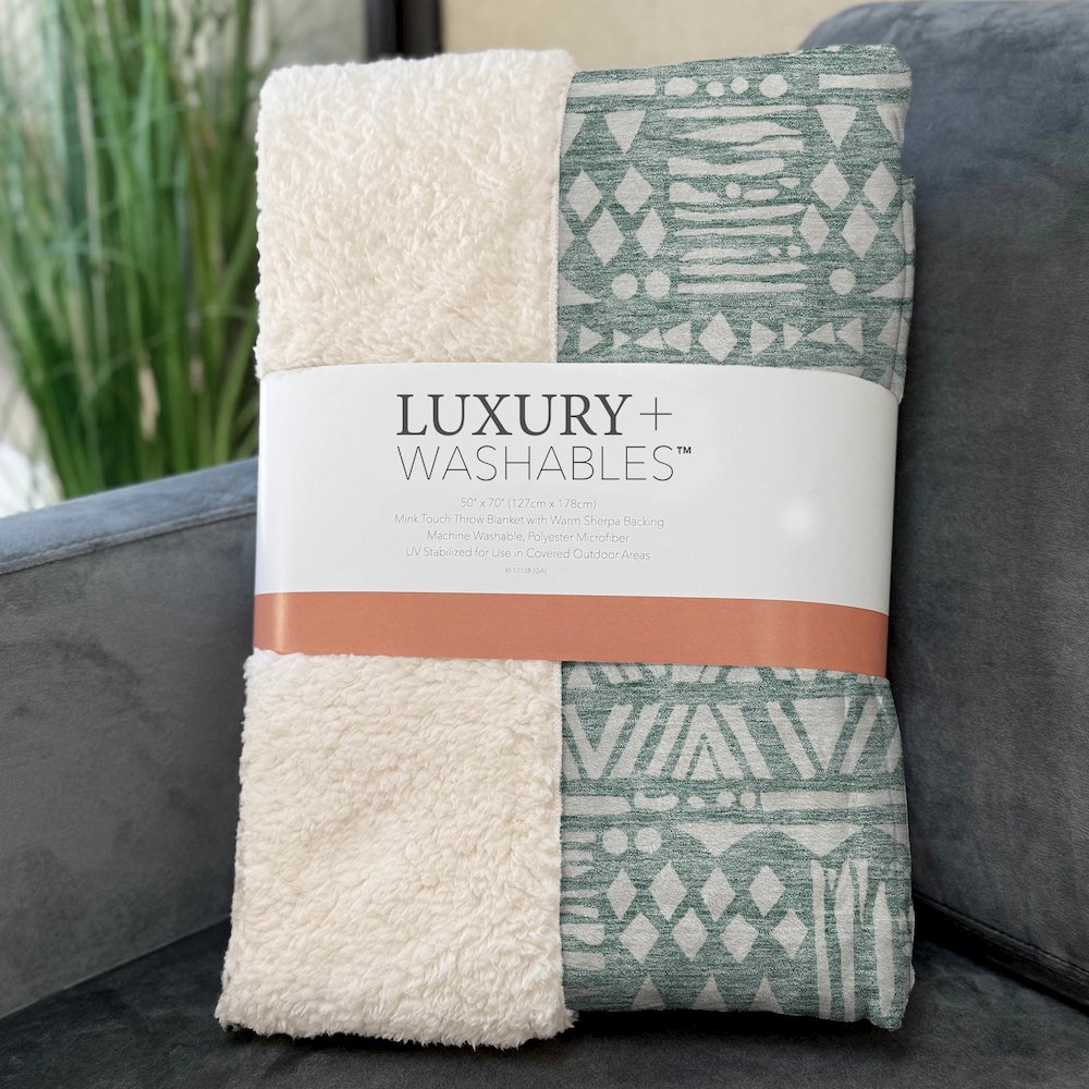 Premium Machine Washable ASB907 Sage 50" x 70" Sherpa Throw Blanket. Picture 3