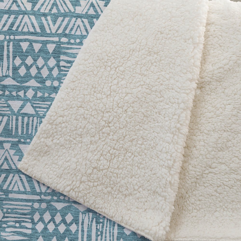 Premium Machine Washable ASB907 Teal 50" x 70" Sherpa Throw Blanket. Picture 2