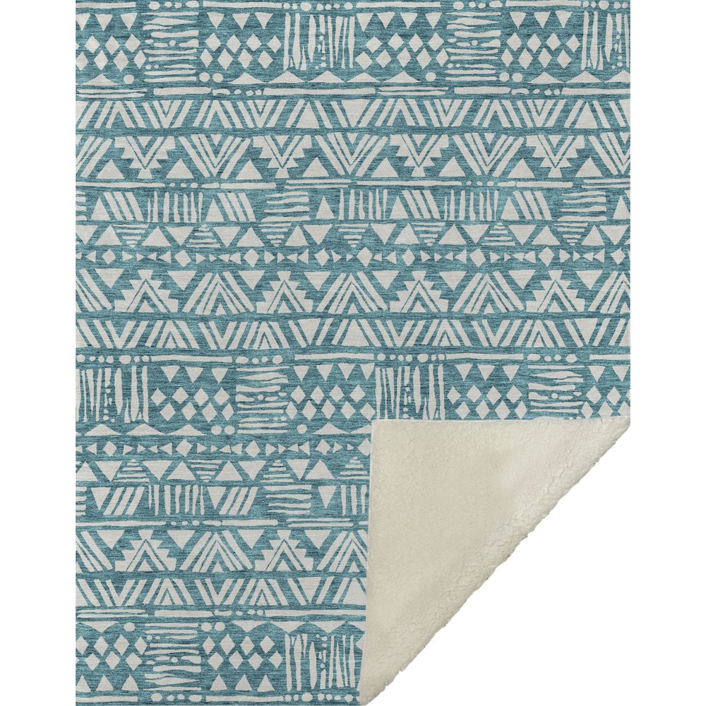 Premium Machine Washable ASB907 Teal 50" x 70" Sherpa Throw Blanket. Picture 1