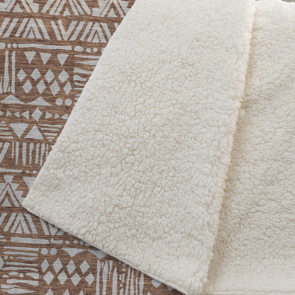 Premium Machine Washable ASB907 Terracotta 50" x 70" Sherpa Throw Blanket. Picture 2