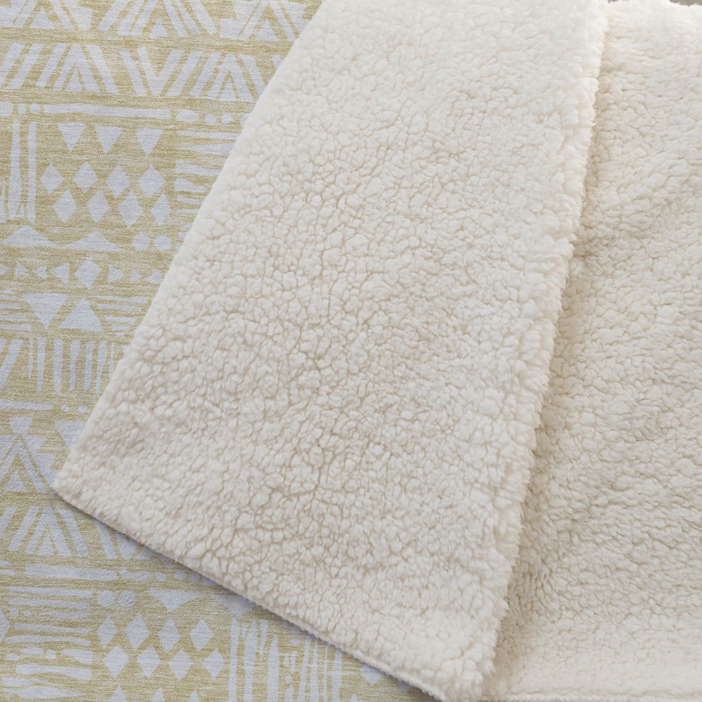 Premium Machine Washable ASB907 Wheat 50" x 70" Sherpa Throw Blanket. Picture 2