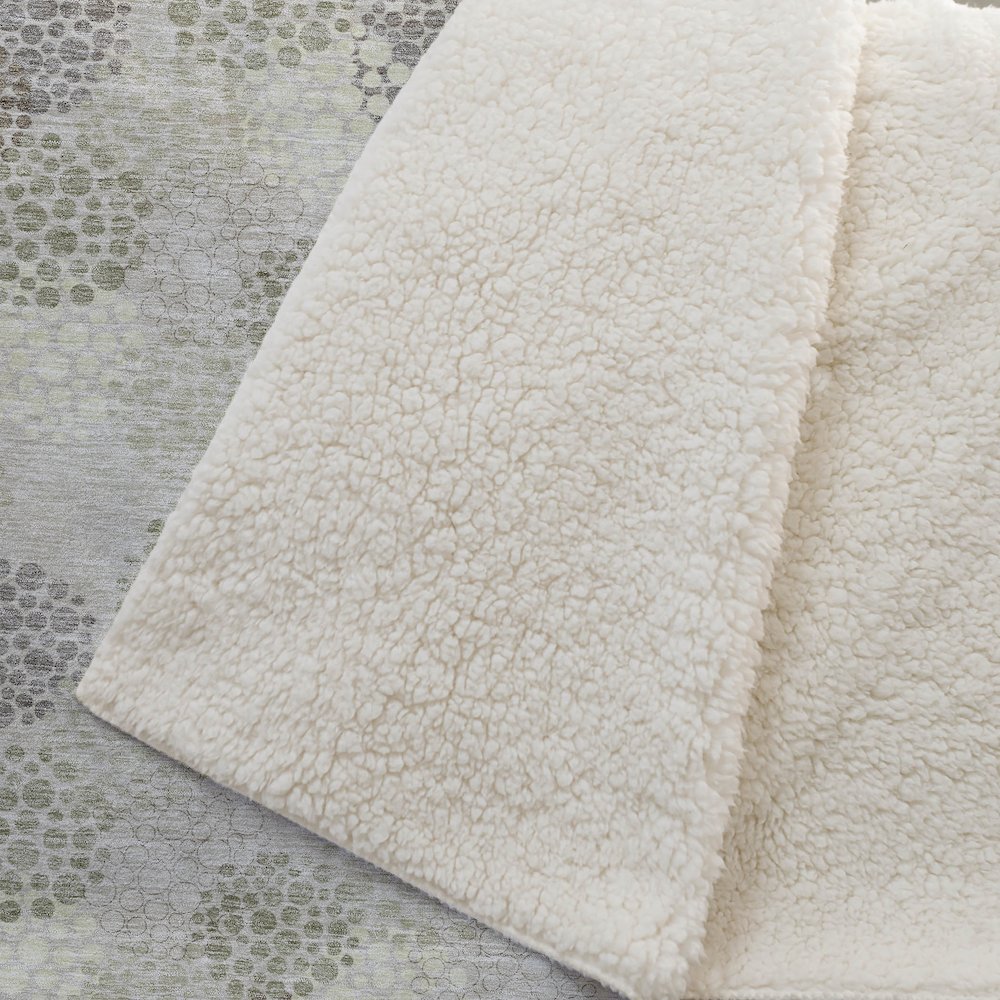 Premium Machine Washable ASB908 Beige 50" x 70" Sherpa Throw Blanket. Picture 2