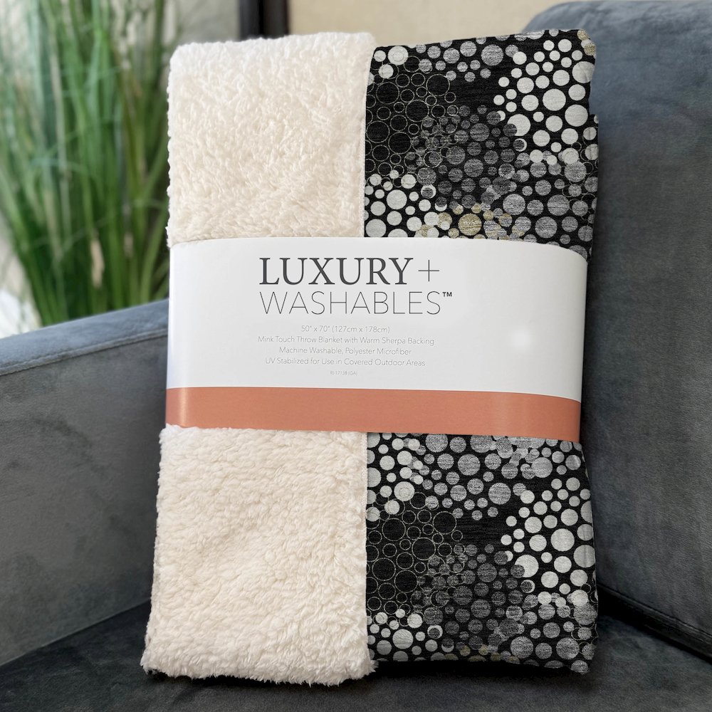 Premium Machine Washable ASB908 Black 50" x 70" Sherpa Throw Blanket. Picture 3