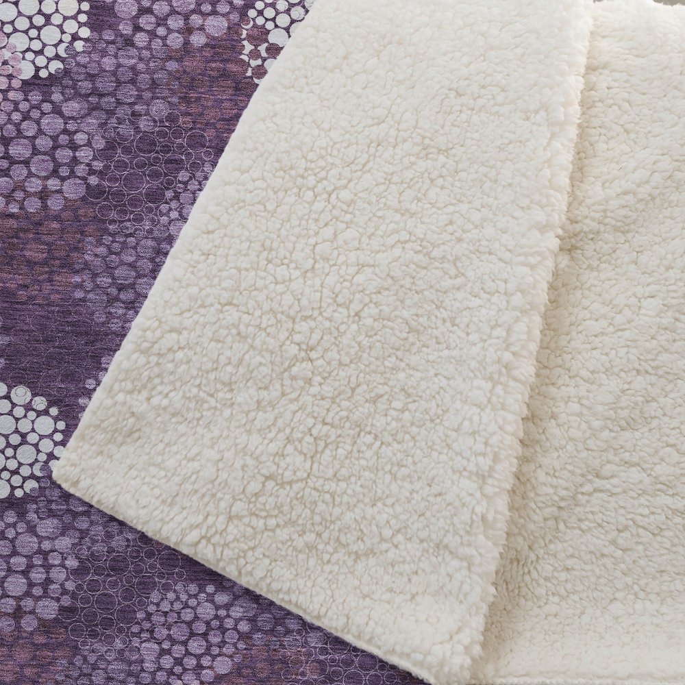 Premium Machine Washable ASB908 Eggplant 50" x 70" Sherpa Throw Blanket. Picture 2