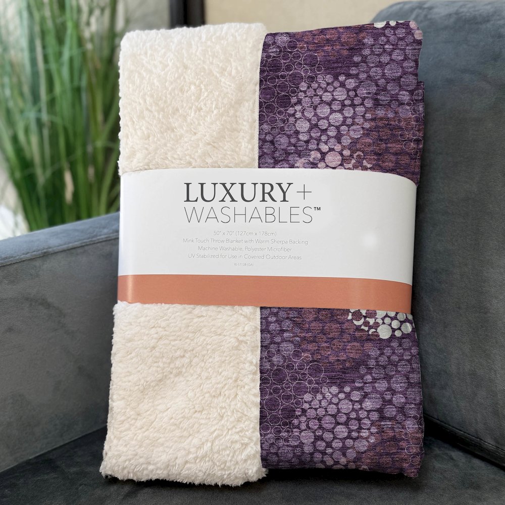 Premium Machine Washable ASB908 Eggplant 50" x 70" Sherpa Throw Blanket. Picture 3