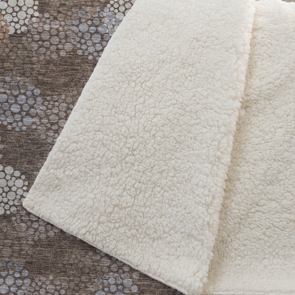 Premium Machine Washable ASB908 Fudge 50" x 70" Sherpa Throw Blanket. Picture 2