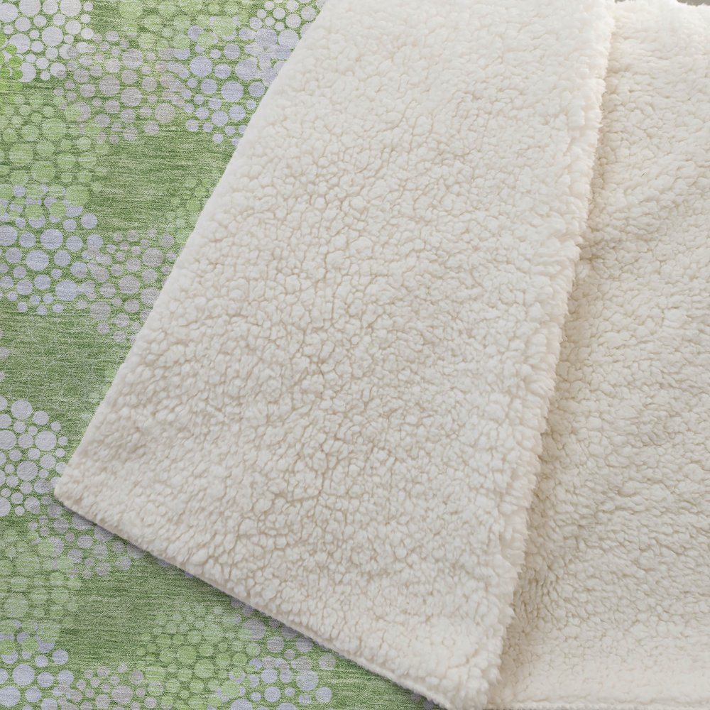 Premium Machine Washable ASB908 Green 50" x 70" Sherpa Throw Blanket. Picture 2