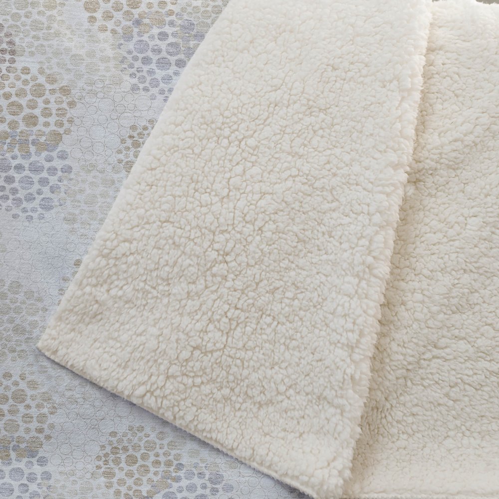 Premium Machine Washable ASB908 Ivory 50" x 70" Sherpa Throw Blanket. Picture 2