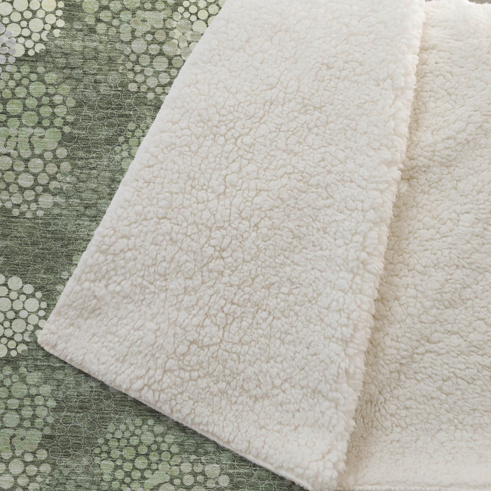 Premium Machine Washable ASB908 Olive 50" x 70" Sherpa Throw Blanket. Picture 2
